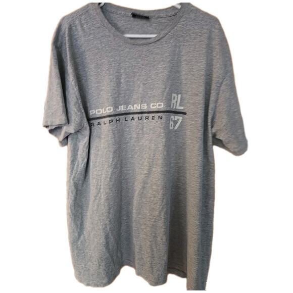 Ralph Lauren Polo Jeans Company T Shirt Size Large Men's Spell Out Logo Grey - Picture 1 of 5